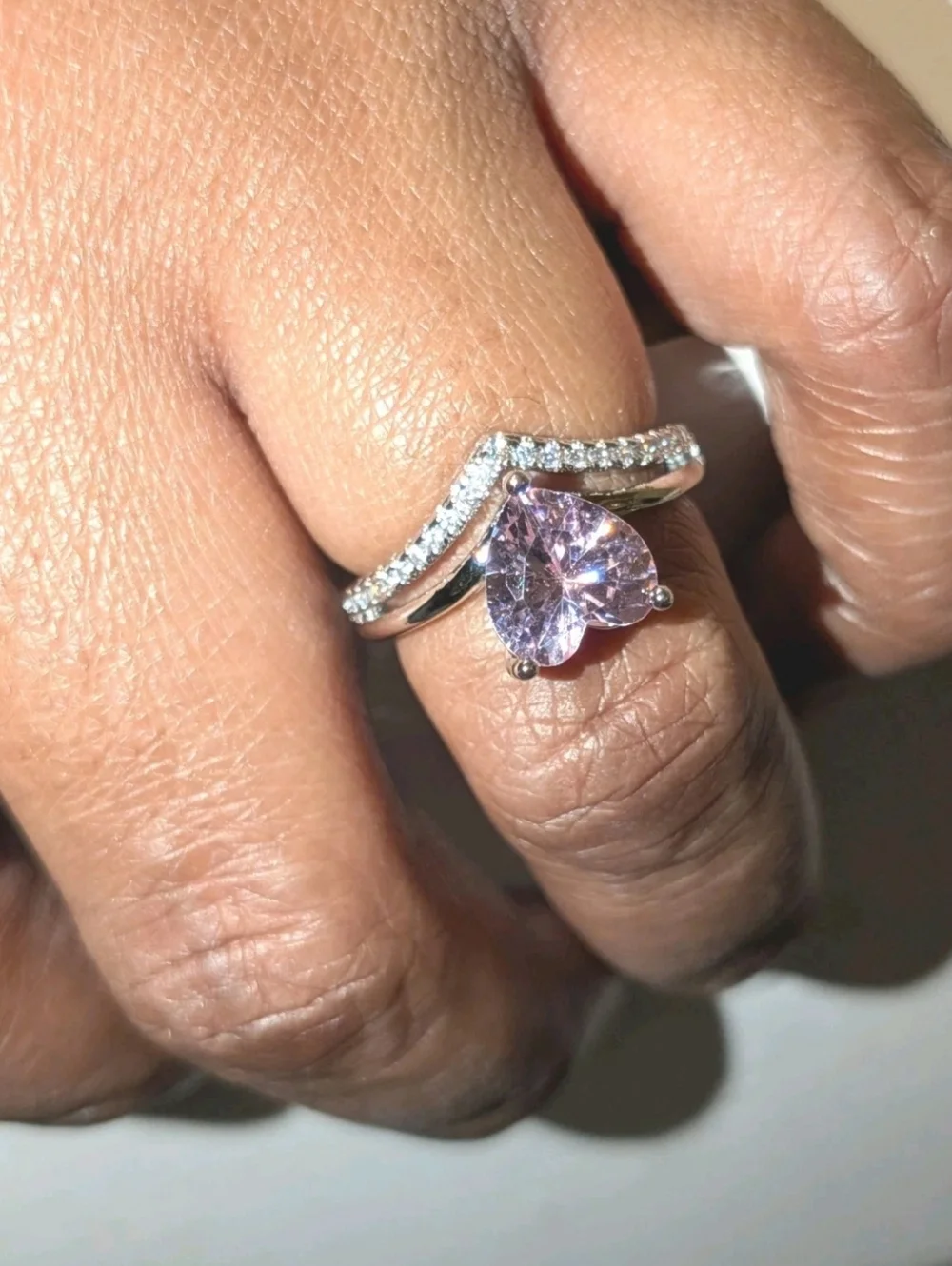 Lab-Created Pink Sapphire 3Ct Heart Cut Women Engagement Ring White Gold Plated